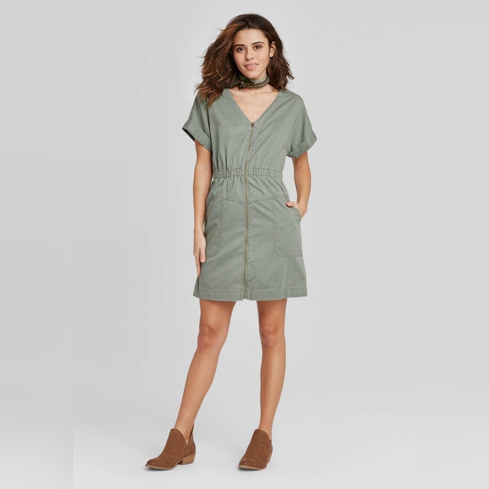 NWT Universal Thread Olive Green Utility Dress XL